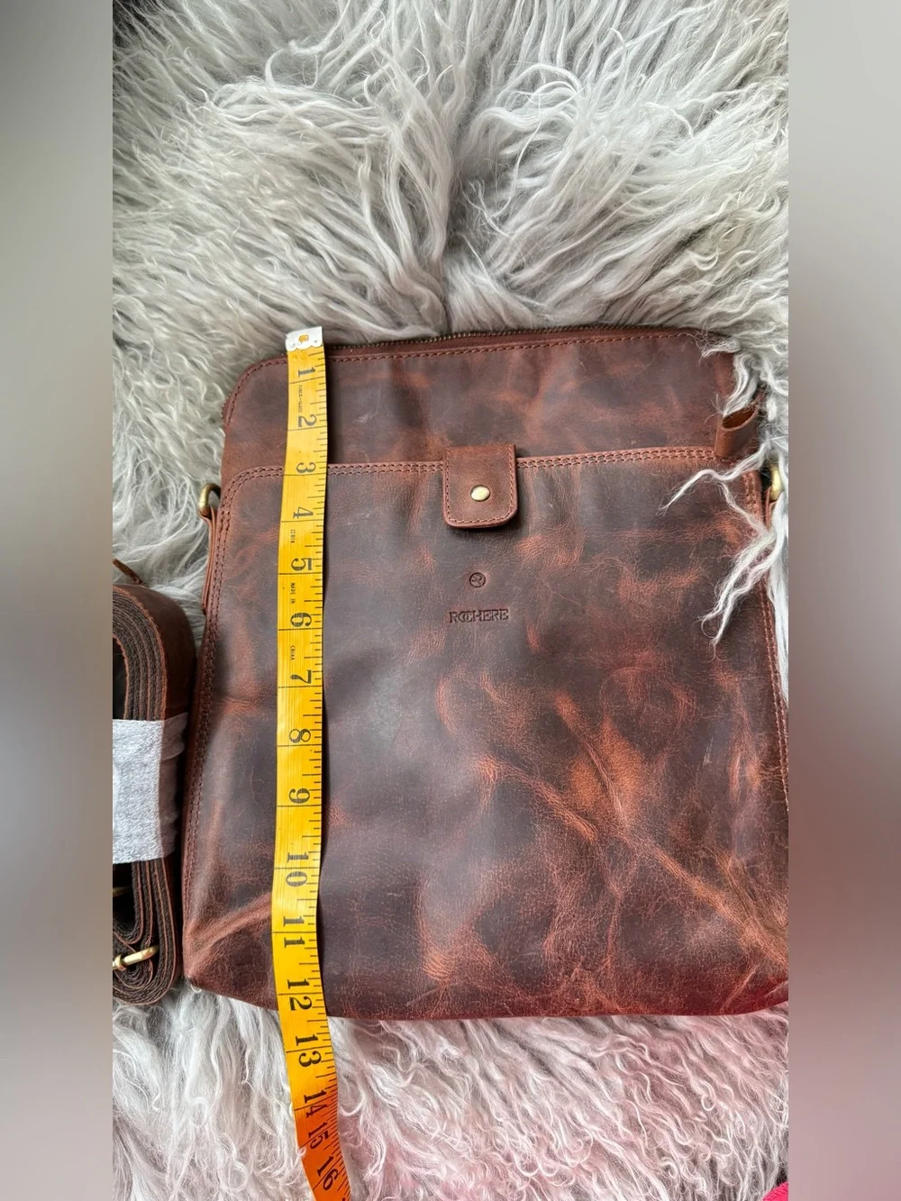 Rochere Genuine Leather Messenger Bag Rustic Brown Crazy Horse Leather NWT